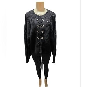 Isabel Marant black lace up sweater Sz 40